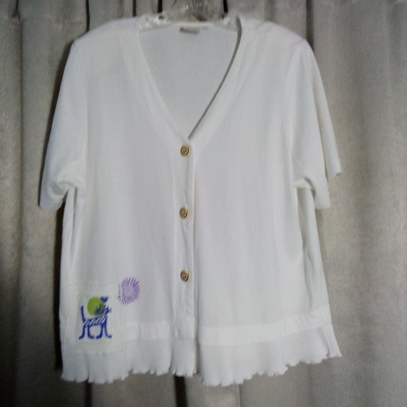 Vintage 90's Focus 2 Piece Dress Set White with Cat Theme Size L - Picture 5 of 15